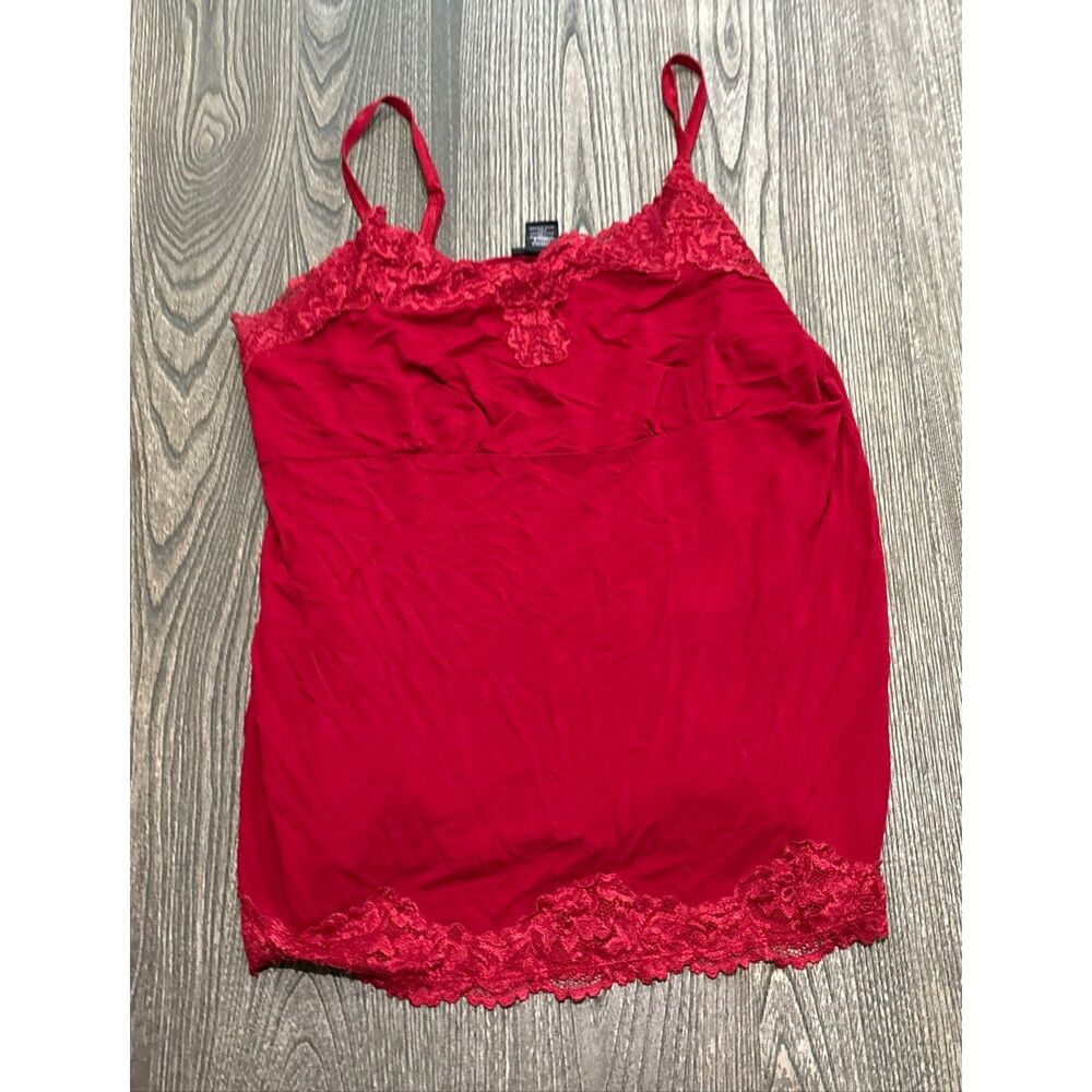 Lane Bryant Womens Lace-Trim Cami V-Neck Adjustable Straps Red Plus Size 14/16W